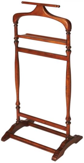 Valet Stand Olive Ash Burl Distressed Cherry Rubberwood