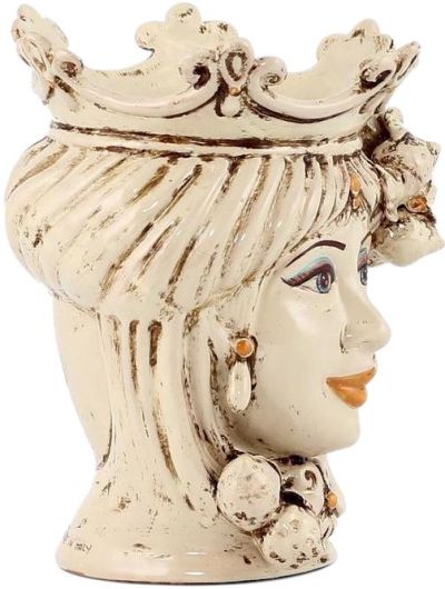 Vase CALTAGIRONE Moorish Woman Head With Lemons Fruit Small Ceramic