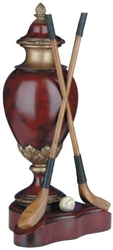 Vase GOLF Traditional Antique Cross Club Oxblood Red Resin Hand-Cast