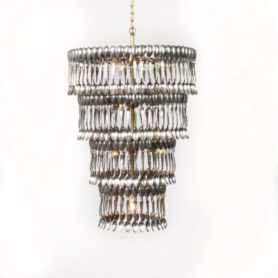 Very Large Chandelier Made of Vintage Silverplate Spoons, Custom Art, Upcycled