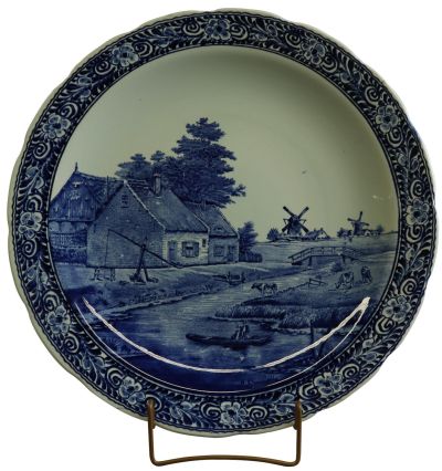 Vintage Plate Signed Sonneville Boch Royal Sphinx Blue Delft Canal Scene