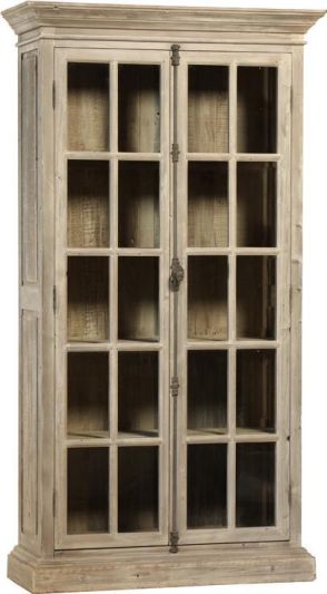 Vitrine Display Cabinet VINCENT Classic French Hardware Gray Rubbed White
