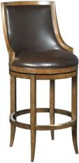 Bar Stool Woodbridge Cocoa Brown Leather Upholstery, Wood, Curved Back