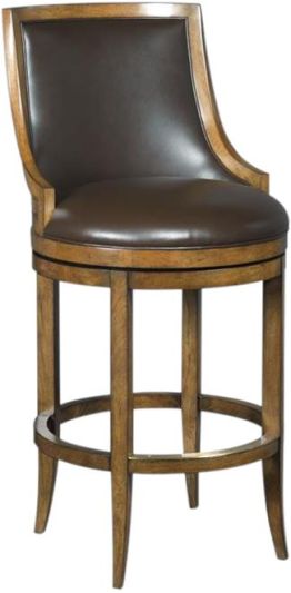 Bar Stool Woodbridge Cocoa Brown Leather Upholstery, Wood, Curved Back