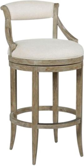 Bar Stool WOODBRIDGE TAYLOR Curved Top Rail Squared Tapered Legs Square Beige