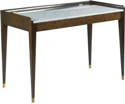 Writing Table Desk WOODBRIDGE MARMO Squared Tapered Posts Petite Brass Caps