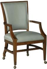 Games Chair WOODBRIDGE SULLIVAN Curved Arms Tapered Legs Standard Gray Leather