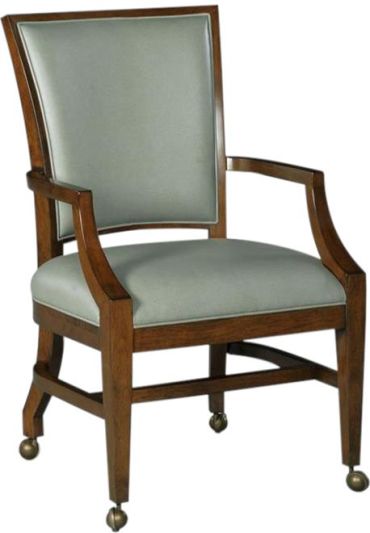 Games Chair WOODBRIDGE SULLIVAN Curved Arms Tapered Legs Standard Gray Leather