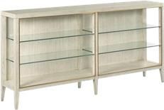 Bookcase WOODBRIDGE MIRA Brass Ash Solid Glass 4 -Shelf Adjustable