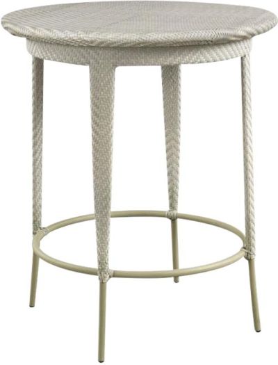 Pub Table Drinks WOODBRIDGE VENTANA Round Top Tapered Legs Exposed Nickel