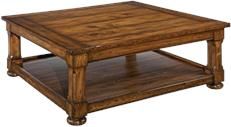 Square Cocktail Coffee Table, Tudor Style, Solid Wood, Acacia