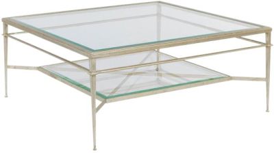 Cocktail Table Antique Patina Finish Glass Beveled Square WB-574