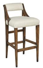 Stool Woodbridge Georgian Beige Linen Upholstered Back Seat Welt Bordeaux Wood