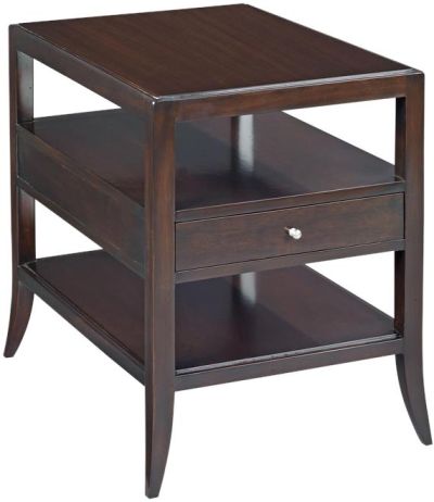 Tier Table Woodbridge Ebonized Mahogany Solid Wood Middle Drawer Shelf