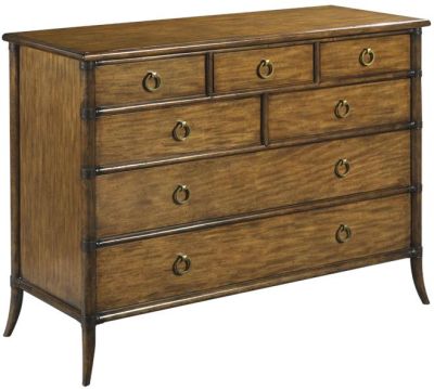 Chest Woodbridge Linwood Faux Bamboo Legs Leather Bound Prima Vera 7-Drawers
