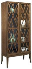 Display Cabinet Woodbridge Pierced Fretwork Glass Doors Brass Wood Transitional