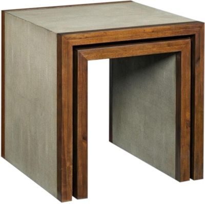 Nest of Tables Woodbridge Lisse Faux Shagreen Solid Hardwood Two Modern