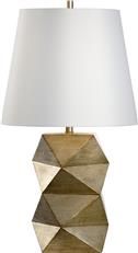Table Lamp WILSON Geometric 1-Light Antique Silver Off-White Shade Composite