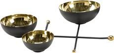 Bowls Bowl Triple Cluster Polished Gold Black Lacquered Brass