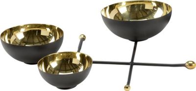 Bowls Bowl Triple Cluster Polished Gold Black Lacquered Brass