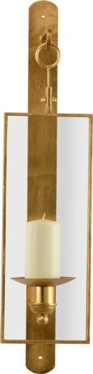 Wall Candle Sconce Candleholder Rectangular Gold Leaf Tempered Glass Metal