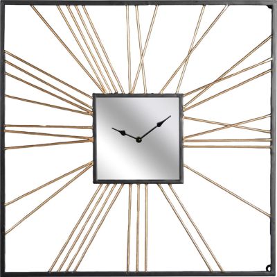 Wall Clock GLAM Modern Contemporary Black Gold Glossy Gloss Iron Glass