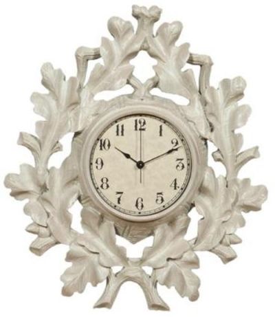 Wall Clock MOUNTAIN Rustic Oak Leaf Resin Battery-Operated Battery Not Included