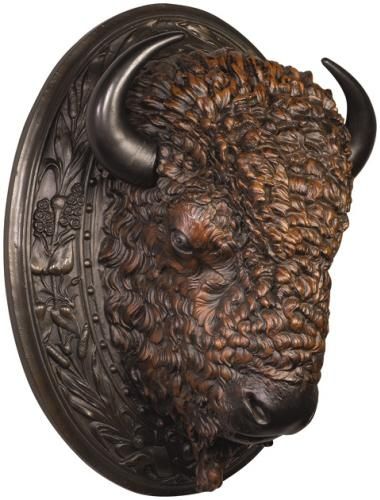 Wall Mount Buffalo Head American West Hand Painted Made in the USA OK Casting