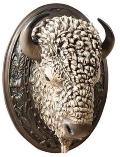 Wall Mount Buffalo Head Sacred White American West Hand Painted OK Casting