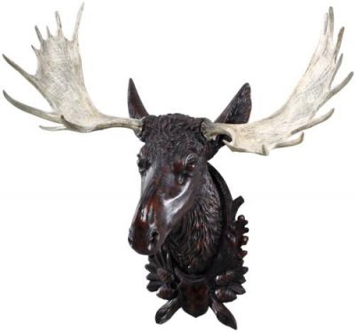 Wall Mount Moose Head Oak Leaves Acorns Hand Painted USA Made OK Casting