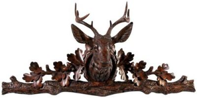 Wall Pediment Mountain Rustic Stag Deer Head Hand Painted OK Casting USA Made