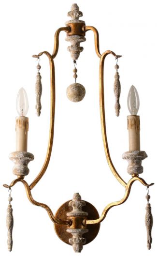 Wall Sconce Arietta Terracotta Lighting Romantic Gold Iron 2-Light Candles