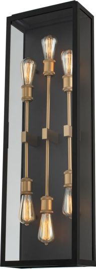 Wall Sconce KALCO ASHLAND Contemporary 6-Light Large Sanded Gold Matte Black