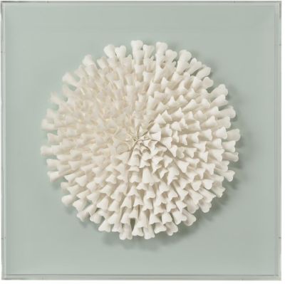 Wall Sculpture Succulent Floral Mint Green Clear White Ceramic Wood Acrylic