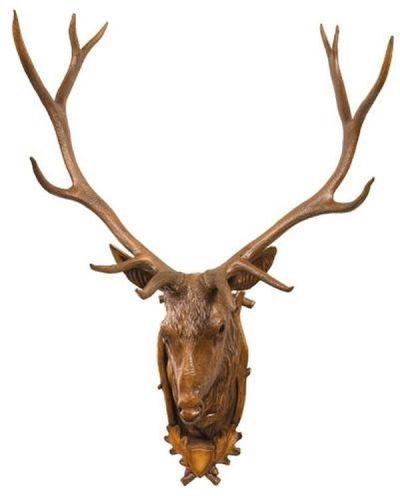 Wall Trophy Stag Head Lifesize Rustic Deer Hand Painted Brown Resin OK Casting