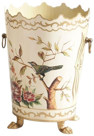 Waste Basket MIDLAND Traditional Antique Tole Hand-Painted Painted