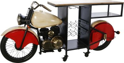 Wine Rack Industrial Motorcycle Red Wood Mango Metal