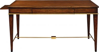 Writing Desk PORT ELIOT Hand-Rubbed Mahogany Brass Stretchers Gold Painted