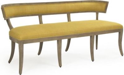 Bench LORAND Light Yellow Wood Upholstery Fabric
