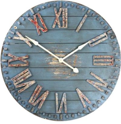 Clock Sky Blue Medium-Density Fiberboard Radial Pine Fir
