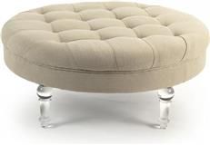 Pouf Chair Ottoman Cream Transparent Linen Acrylic