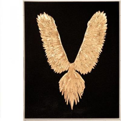 Wall Art Abstract Feather Bird Gold Leaf Acrylic