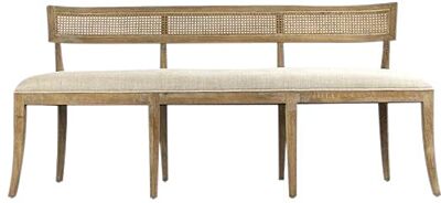 Bench CARVELL Linen Cane Wood Upholstery Fabric