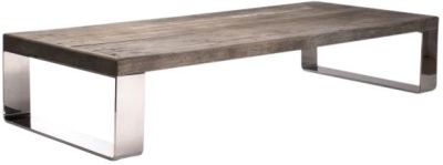 Coffee Table Cocktail DARREN Silver Chestnut Elm Stainless Steel