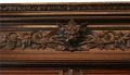 1890 Antique Buffet Hunting Renaissance Carved Oak Mirrored Doors
