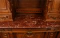 1900 French Renaissance Buffet  Elegant Carved Walnut  Marble  Glass Pane Door