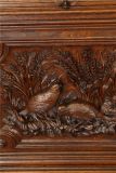 Antique Buffet Sideboard Hunting Quail Signed Dumarest Lyon Bacchus Etched Glass