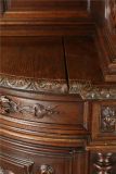 Antique Buffet Sideboard Hunting Quail Signed Dumarest Lyon Bacchus Etched Glass