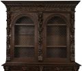 Antique Cabinet Bookcase Hunting Renaissance Putti Musicians Heavily Carved Oak