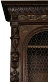 Antique Cabinet Bookcase Hunting Renaissance Putti Musicians Heavily Carved Oak